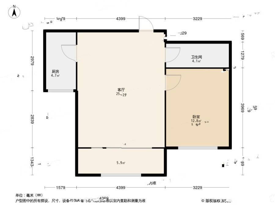 绿城百合花园2室1厅1卫67㎡户型图