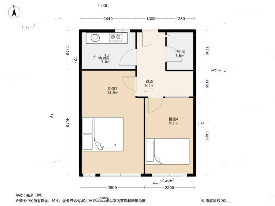 新湛二路小区2室0厅1卫41.1㎡户型图