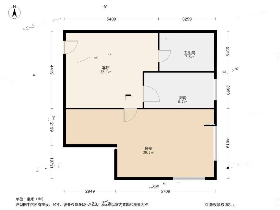 新湛二路小区1室0厅1卫25.8㎡户型图