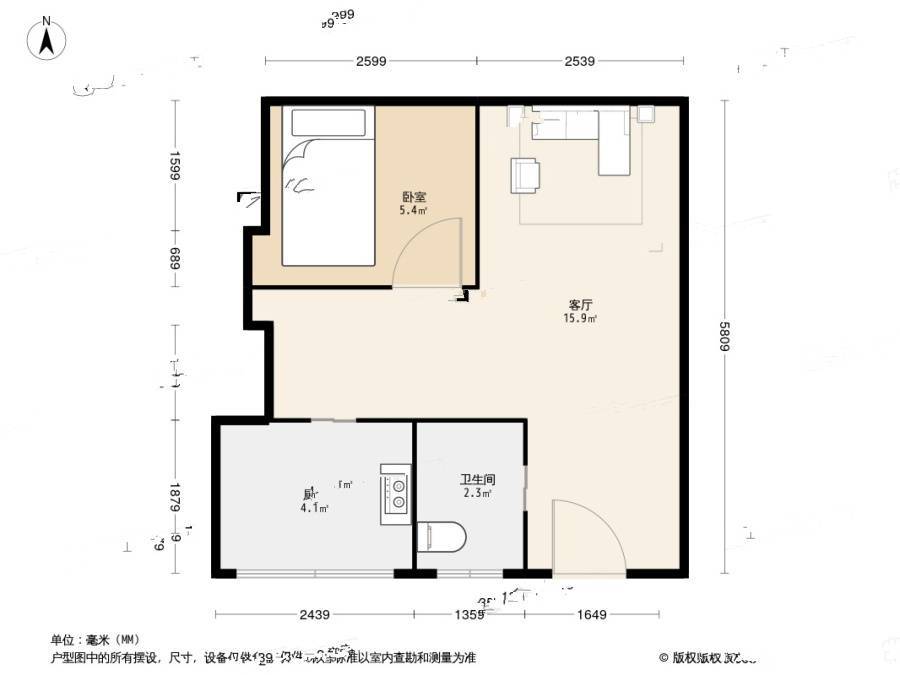 广西路小区2室0厅1卫53㎡户型图