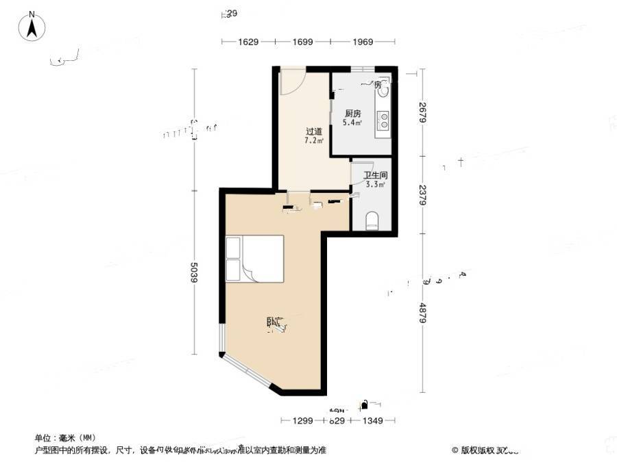 新湛一路小区1室0厅1卫45.4㎡户型图