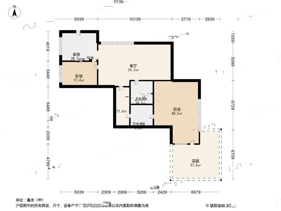 新湛一路小区2室1厅1卫65.9㎡户型图