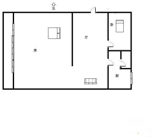 二轻新村小区1室1厅1卫50㎡户型图