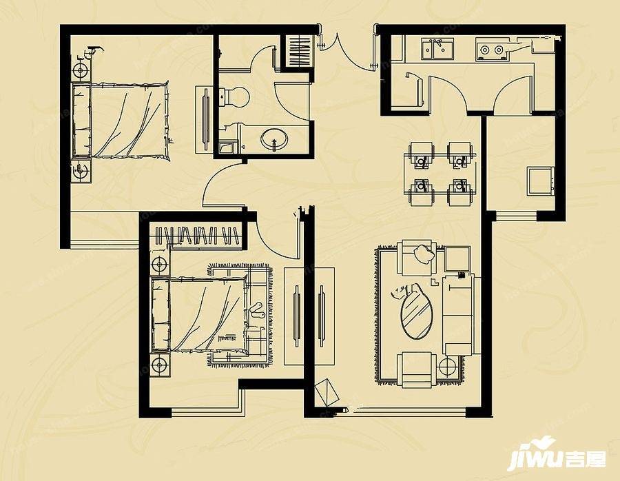 花果园一期住宅2室1厅1卫户型图