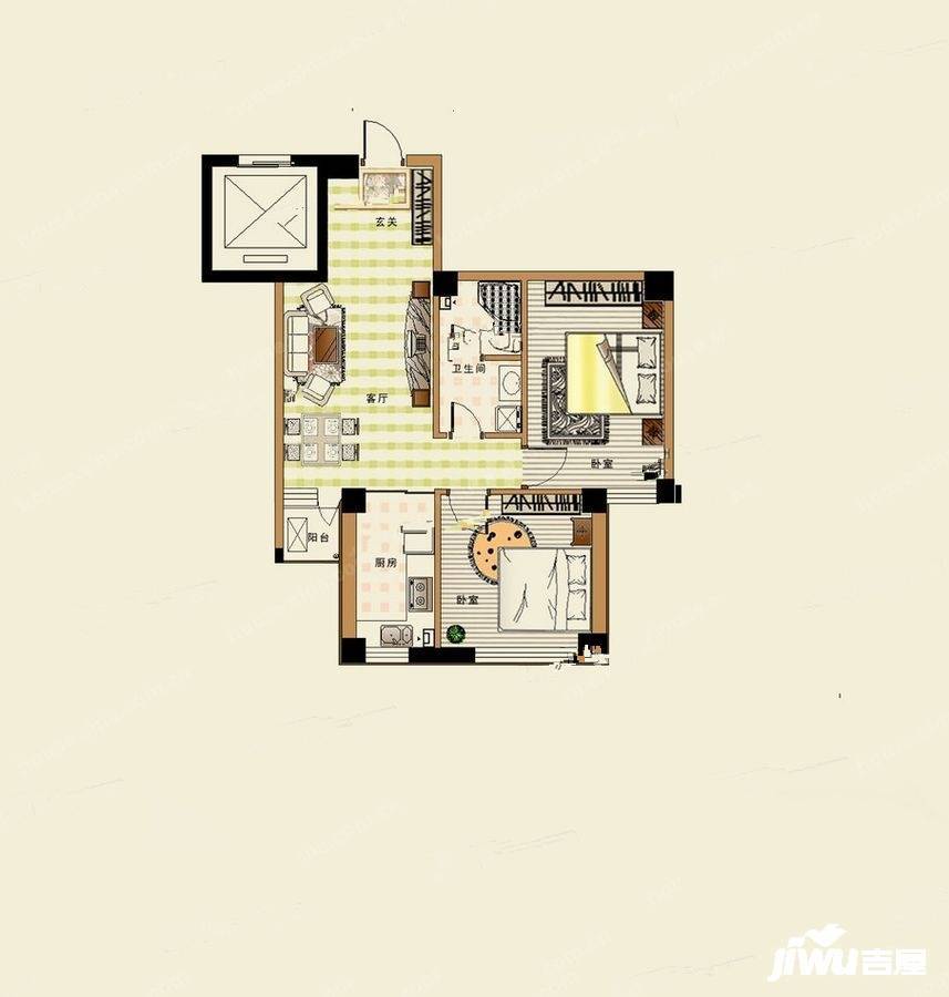 花果园一期住宅2室1厅1卫户型图