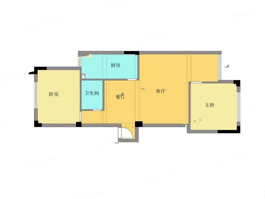 花果园T区2室1厅1卫户型图