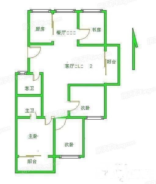 大将路小区4室2厅2卫140㎡户型图