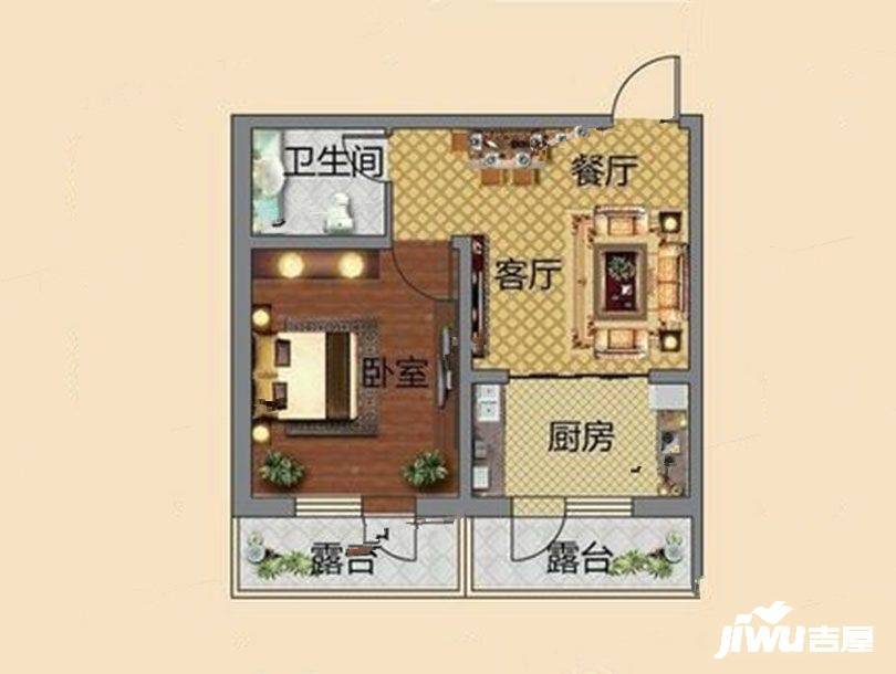 枣山路住宅1室1厅1卫户型图