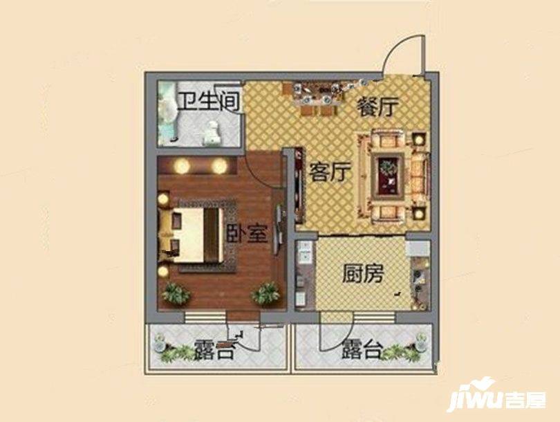 北京西路平安小区1室1厅1卫户型图