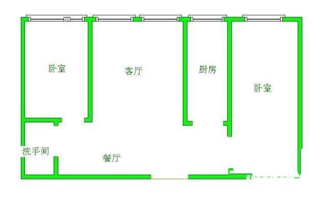 圣沣小区2室2厅1卫83㎡户型图