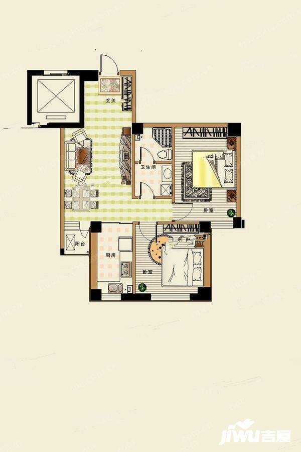 宅吉百草巷2室1厅1卫户型图