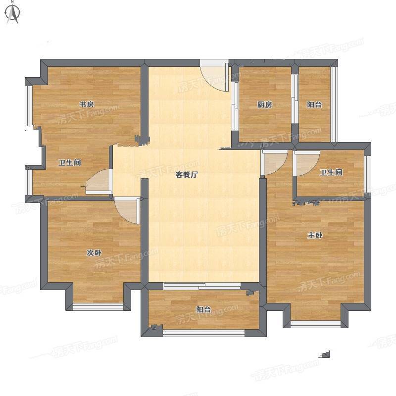 昆明玉器城小区3室2厅0卫91㎡户型图