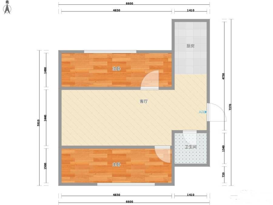 安居小区2室1厅1卫76㎡户型图