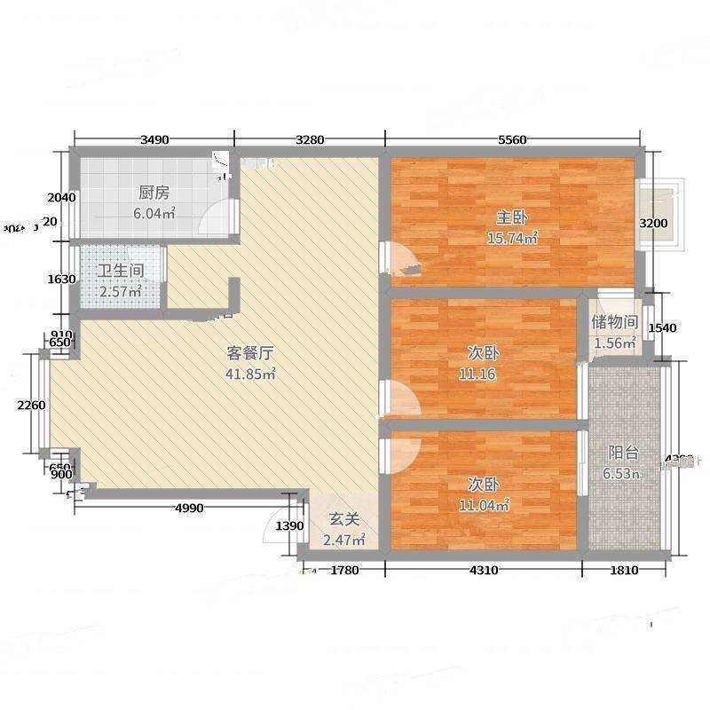 阳春花园3室0厅0卫121㎡户型图