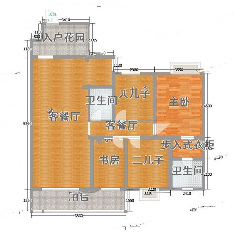 坤邦尚城境界2室0厅0卫100㎡户型图