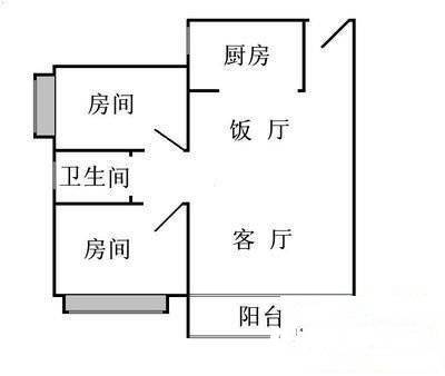 金山城2室2厅1卫73㎡户型图