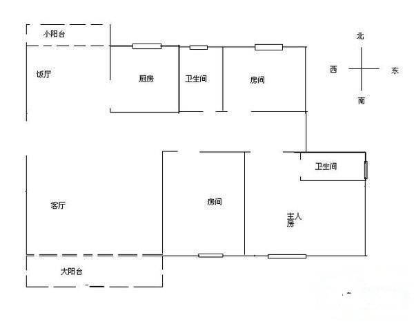翠景花园二期(翠宝路)3室2厅2卫102㎡户型图