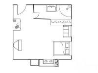 银领时代公寓1室1厅1卫42㎡户型图