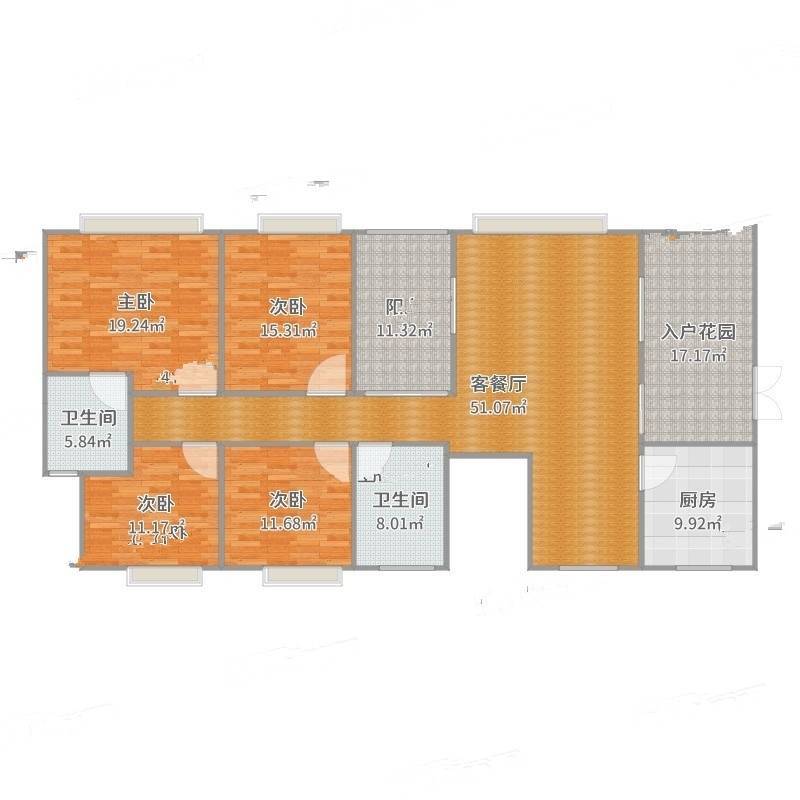 凯茵新城岭峰4室0厅0卫201㎡户型图