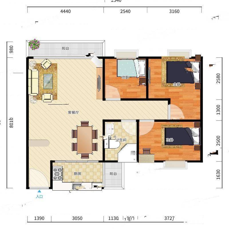 中澳新城御湖居3室0厅0卫90㎡户型图