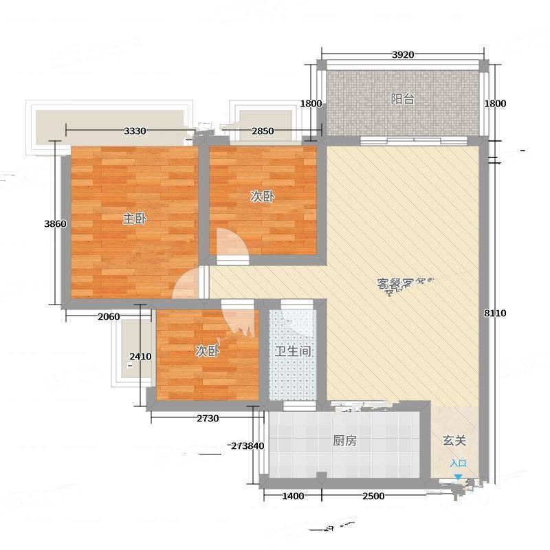 中澳新城御湖居3室0厅0卫90㎡户型图