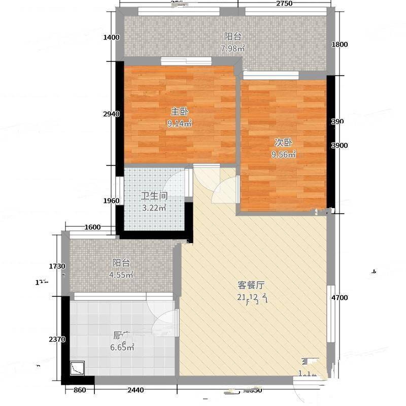 汇翠山庄（水晶园）2室0厅0卫78㎡户型图