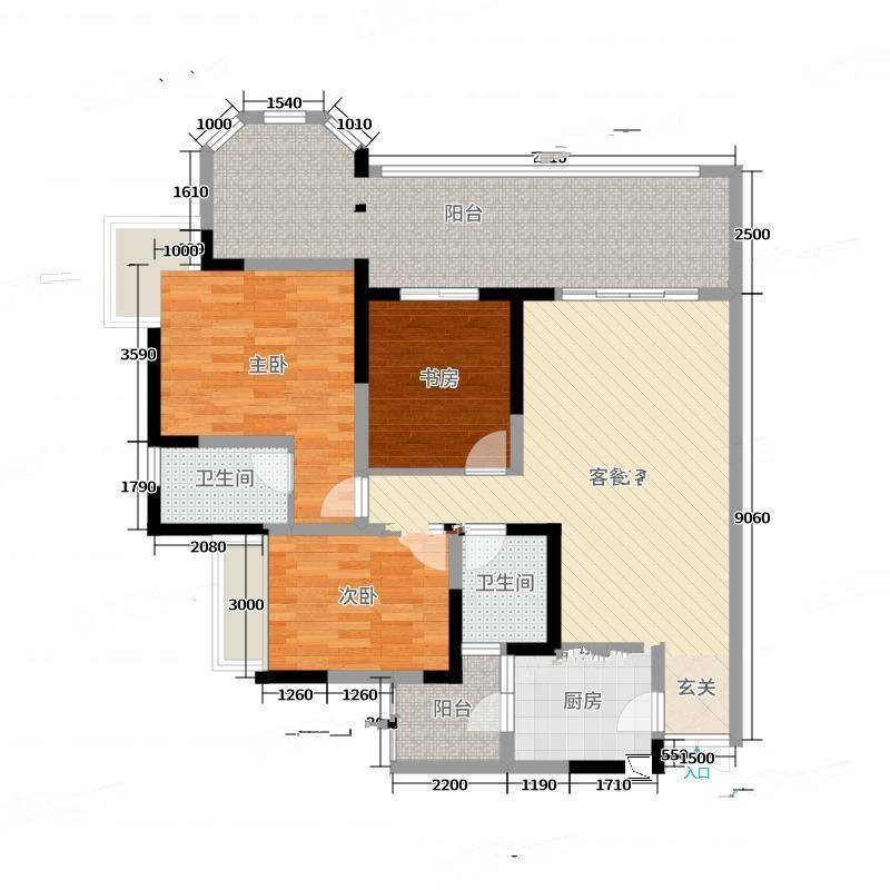 海德堡3室0厅0卫128㎡户型图