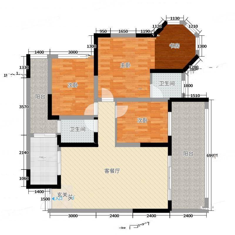 海德堡3室0厅0卫128㎡户型图