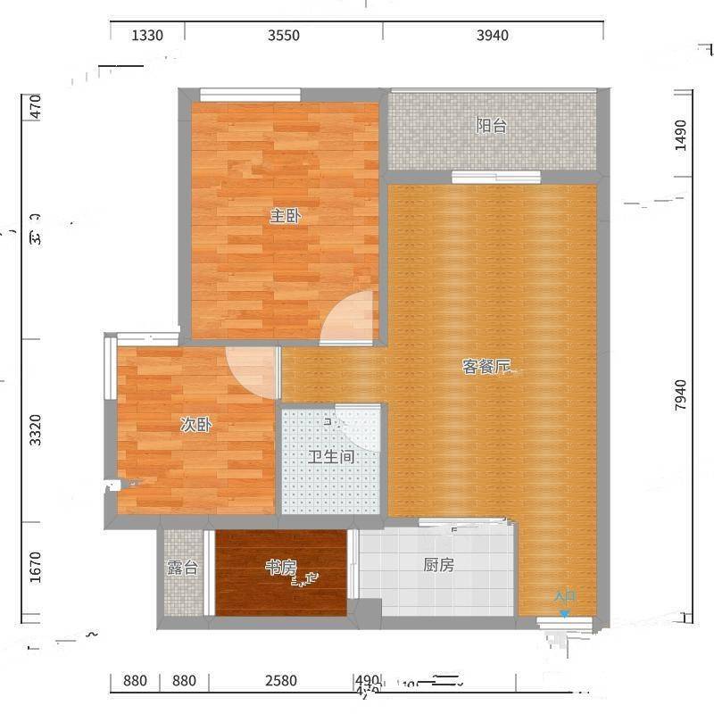 融汇山水3室0厅0卫85㎡户型图