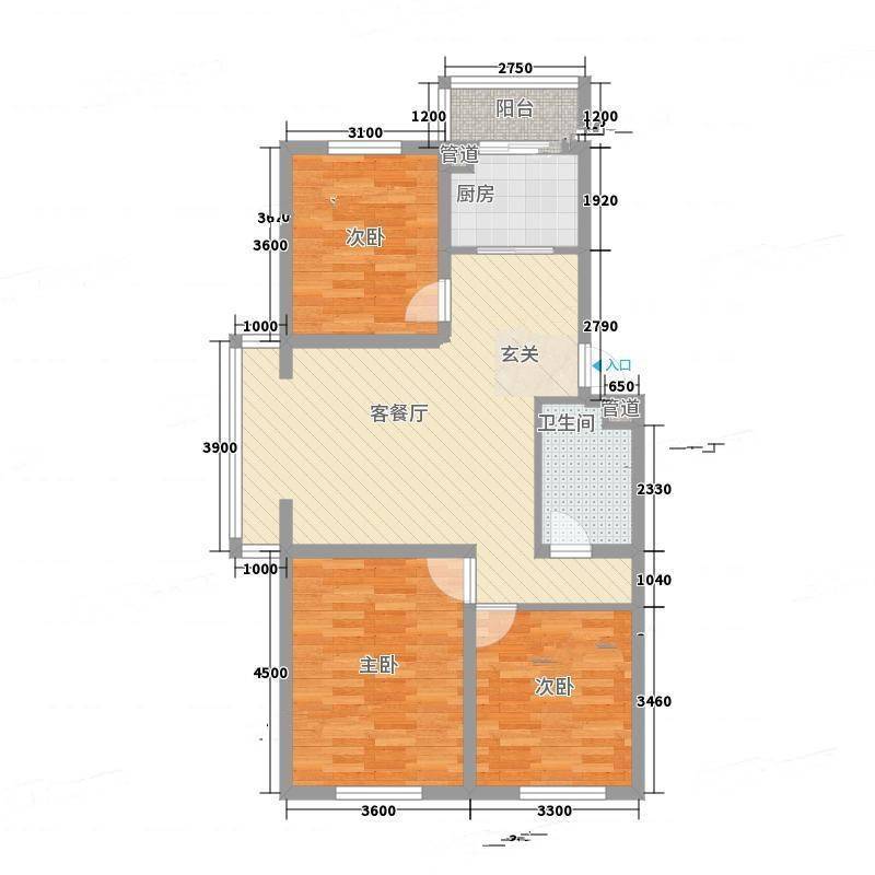 陆都花园5号楼3室0厅0卫106㎡户型图