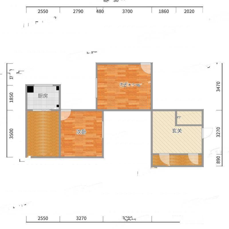 红山万和城2室0厅0卫64㎡户型图