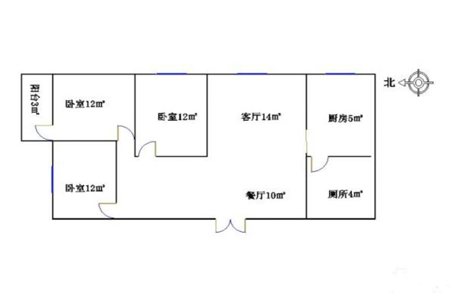 阳光嘉苑3室2厅2卫91.4㎡户型图