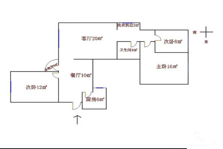 幸福家园3室2厅1卫82.6㎡户型图