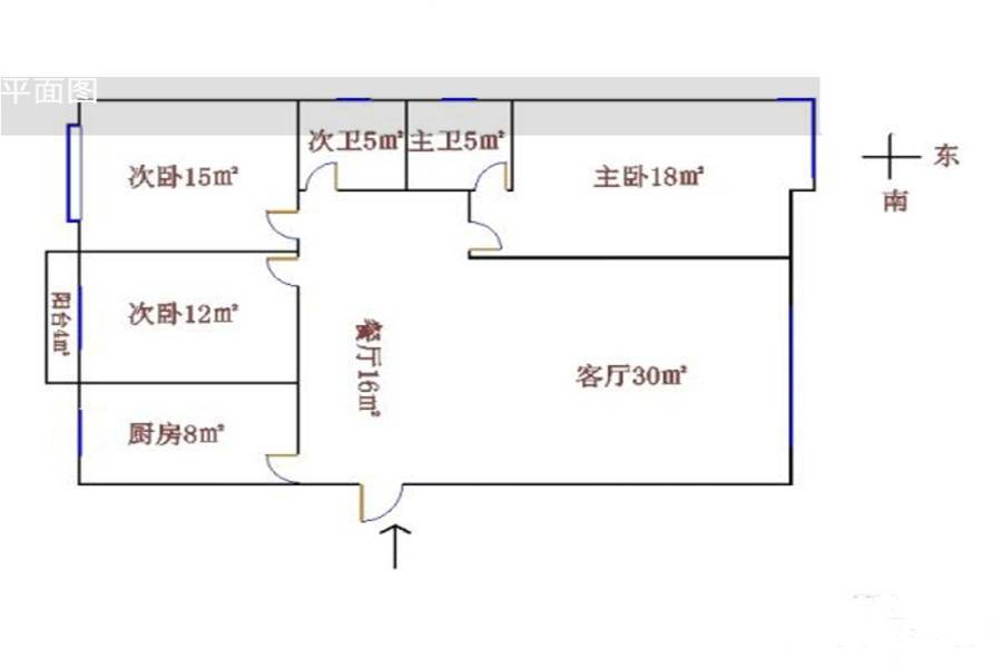 钻石豪庭3室2厅2卫143.7㎡户型图