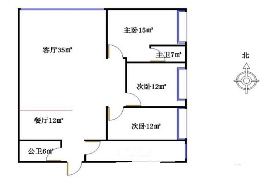 壹号公馆1室1厅1卫40㎡户型图