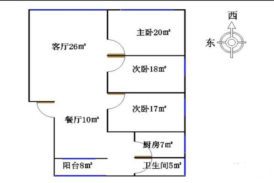 河池市供销合作社3室2厅2卫113.8㎡户型图