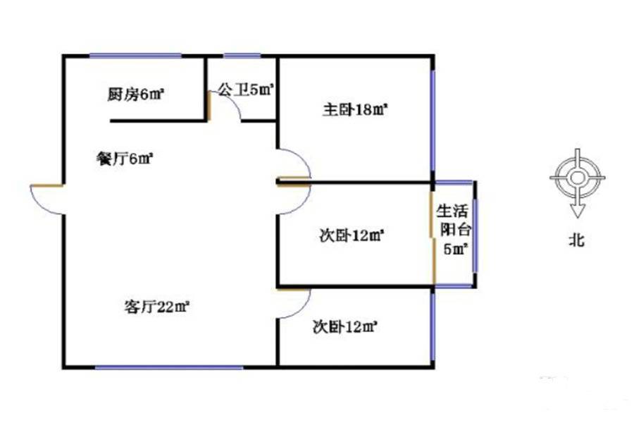 河池市创辉羽毛球馆3室2厅1卫125㎡户型图