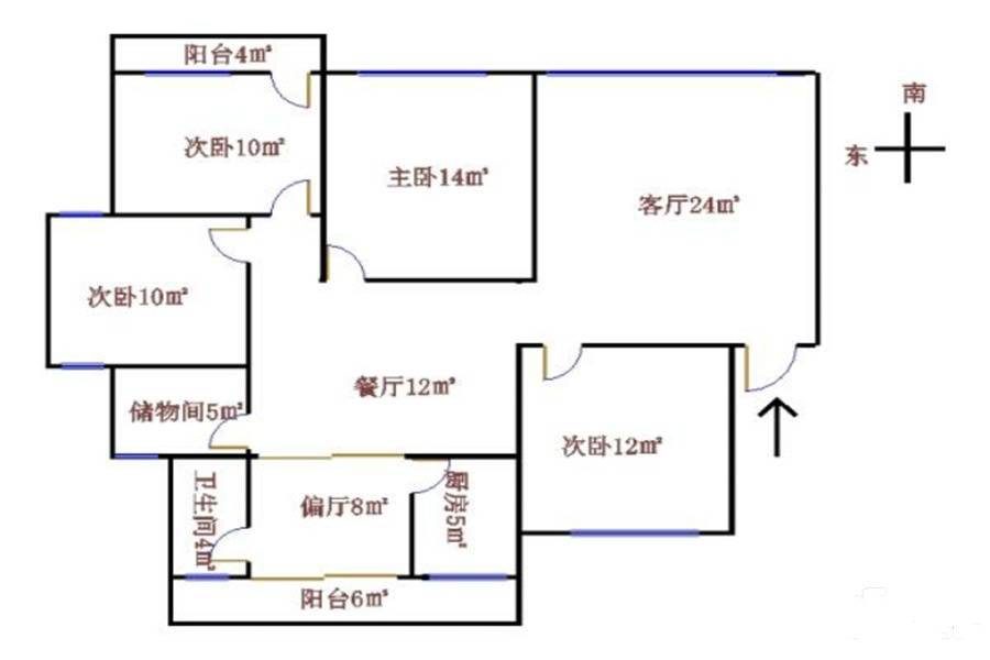 佳家绿城花园3室2厅2卫113.5㎡户型图