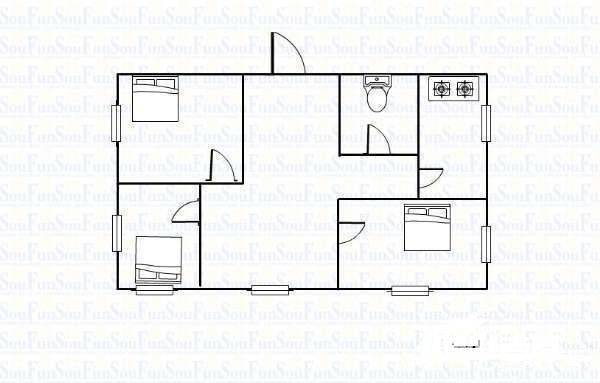 祥达富苑2室1厅1卫78.6㎡户型图