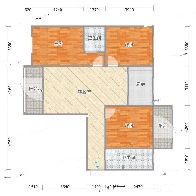 东林大厦3室0厅0卫136㎡户型图