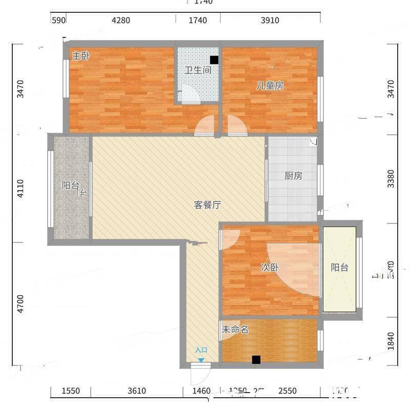 东林大厦3室0厅0卫136㎡户型图