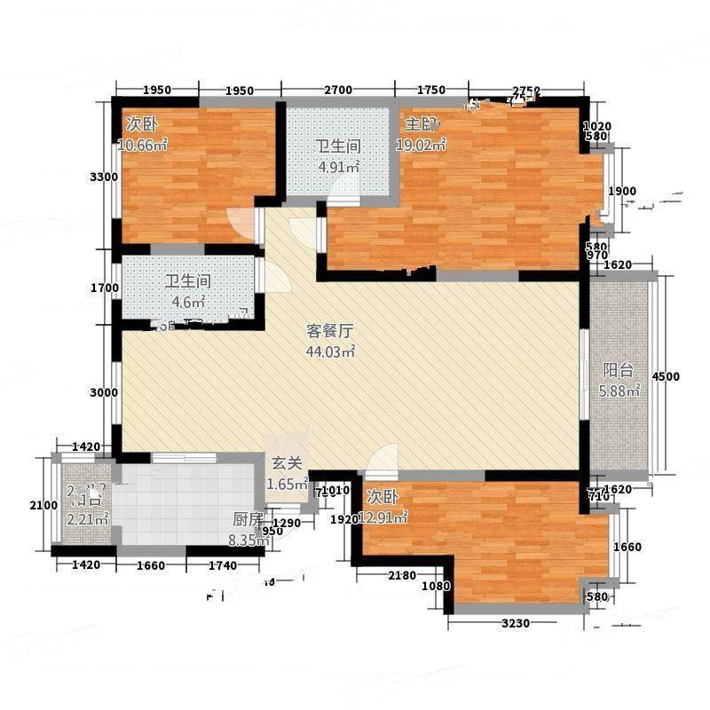 逸景华庭3室0厅0卫158㎡户型图