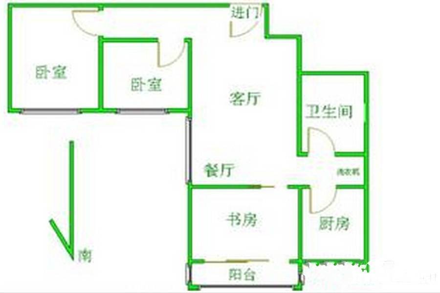 滨河新区一期2室2厅1卫83㎡户型图