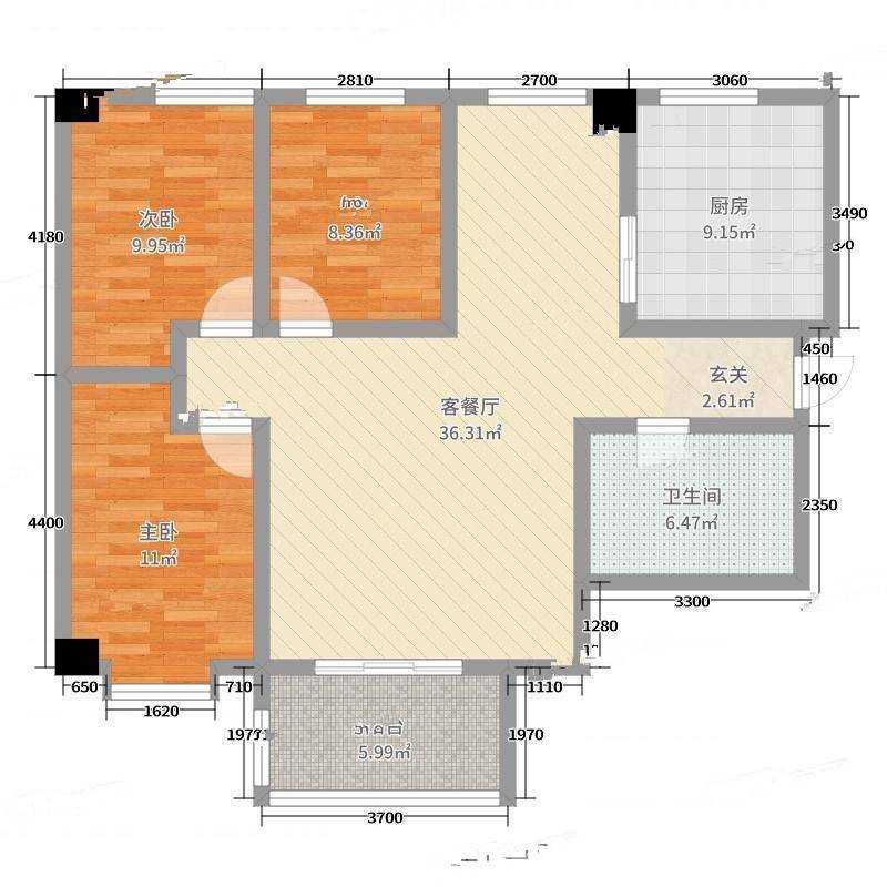 广源花园3室0厅0卫109㎡户型图