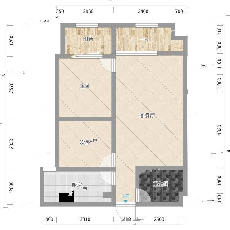 广源花园2室0厅0卫96㎡户型图