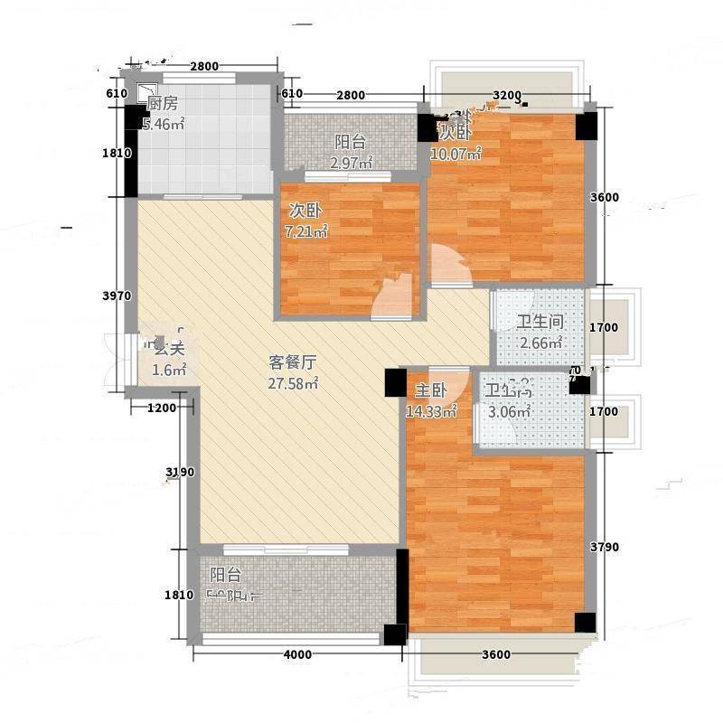 乾丰香山3室0厅0卫113㎡户型图