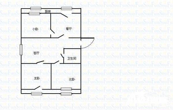 中原小区3室2厅1卫100㎡户型图