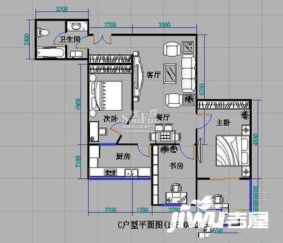 鸿峰西花园3室2厅1卫135㎡户型图