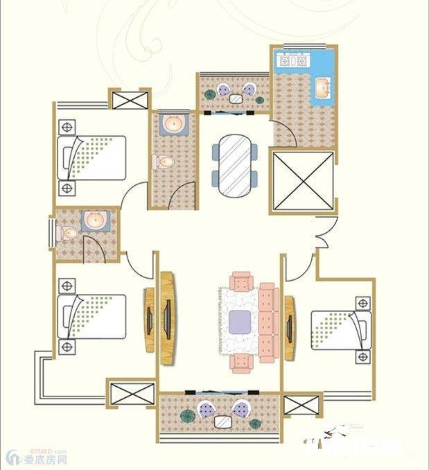 南屯苑3室2厅2卫118㎡户型图