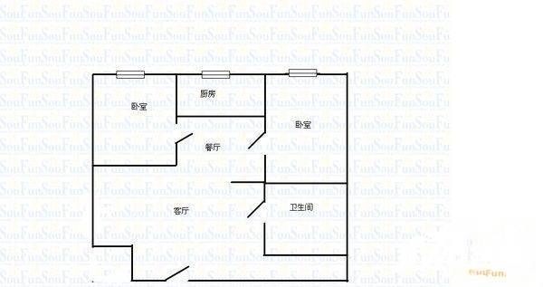 坞城世纪花园2室2厅1卫95㎡户型图